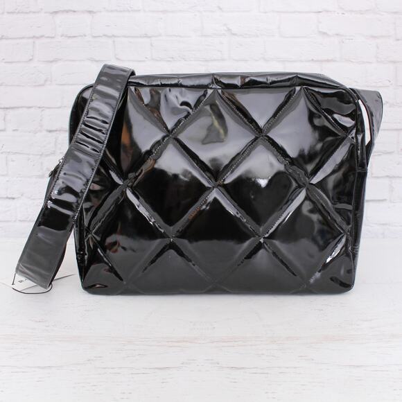 Chanel Black Patent Leather Camera Bag Shoulder Crossbody A4996 - Picture 1 of 11
